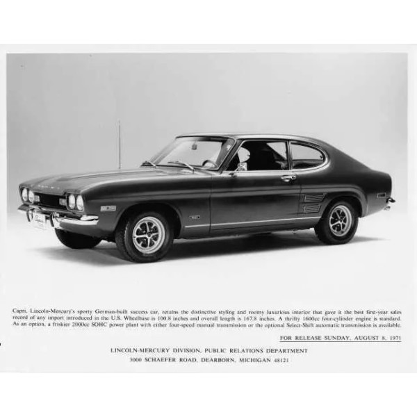 1972 Mercury Capri Press Photo 0162