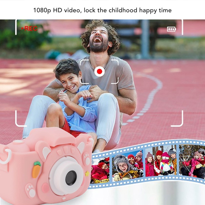 Kids Digital Camera with 32G Card Front Rear Lens 1080P