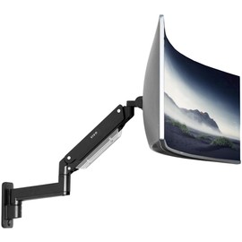 VIVO Premium Aluminum Heavy Duty Monitor Arm for Ultrawide Screens up to 49 inches and 44 lbs, Single Wall Mount, Pneumatic Height, Max VESA 100x100, Black, MOUNT-V101G1