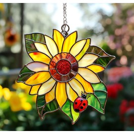 ANTKRAFT Sunflower Acrylic Suncatcher Home Decor Window Gift for Her Lover Gardening November Birth Flower Sun Catchers Windows Indoor Hanging Decorations Outdoor