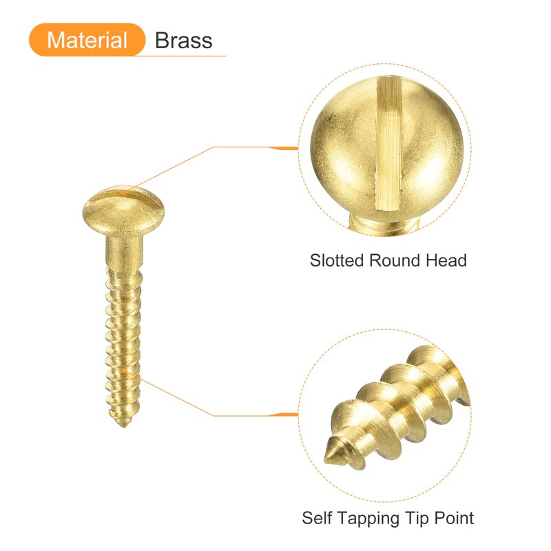 sourcing map Wood Screws M2.5 x 16mm Slotted Round Head