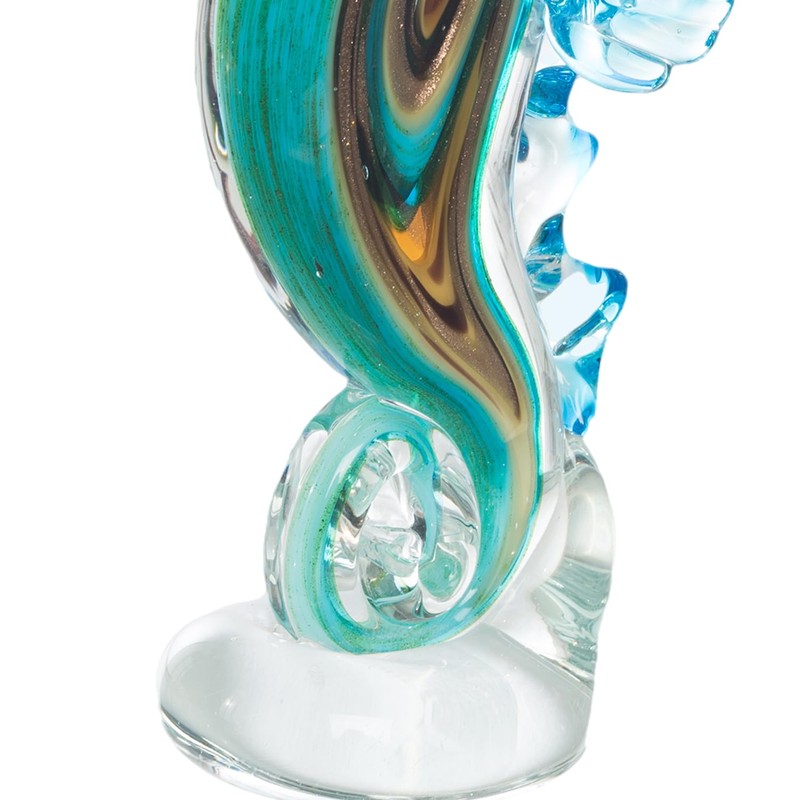 Beachcombers Multi Color Glass Seahorse Figurine Blue