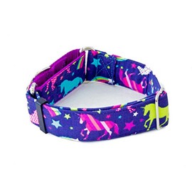 Unicorn Rainbows Dog Collar 1.5" - 2" Widths Buckle & Martingale (Martingale Collar, M - 2" Width)