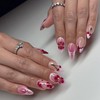 Press On Nails, Summer Fall Flower Fake Nails, Short Almond