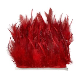 2Yard Red Rooster Hackle Feather Fringe Trim 4-6inch in Width for DIY Costume Sewing Craft Decor Dress Accessories Party Supplies Festival Outfits