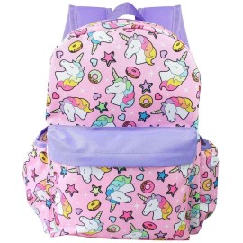 KBNL Unicorn Desserts Donuts All Print Large 16" School Backpack for Girls Kids