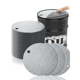 Frienda 25 Pcs Drum Top Absorbent Pads for 55 Gallon Drums Barrel Oil Absorbent Pads Mat 22 Inch Diameter Lid Oil Mat with Bungs 0.75 Inch Diameter and 2 Inch Diameter, Gray