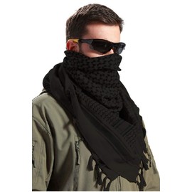 Gosfang Men's Afghan Stole Scarf, Cotton, Survival Game, Outdoor, Arab, Military, Black
