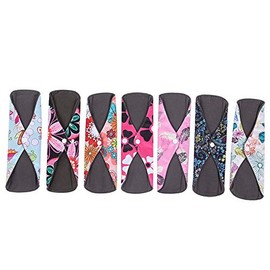 7 Piezas de Toallas Sanitarias Reutilizables, Almohadillas Menstruales de Bambú Lavables, Servilletas para Mujer, Almohadillas Ligeras de Tela para Incontinencia