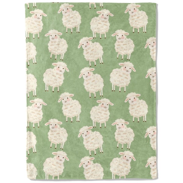 BIWOTU Cute Sheep Theme Blanket - Super Soft, Cozy, Lightweight
