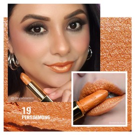 Oulac OULAC Metallic Shine Glitter Lipstick, Orange Gold High Impact Lipcolor, Lightweight Soft and Ultra Hydrating, Long Lasting, Vegan & Cruelty-Free, Full-Coverage Lip Color 4.3 g/0.15 Persimmons(19)