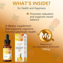 Magnesium L-Threonate Liquid Drops Restore Health Magnesium Levels Support Cardiovascular Promote Restful Sleep Relax Pineapple Flavor 60ml