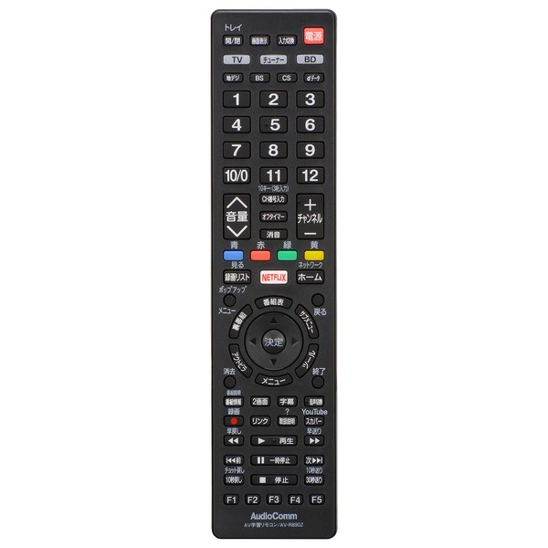 Ohm Electric AudioComm TV Remote Control, Universal Recorder/Tuner Compatible, AV Learning Remote Control, Operates 3 AV Devices in One, Customized Buttons, Compatible with 36 TV Manufacturers, Black