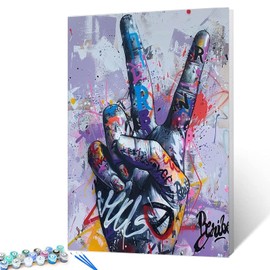 Tucocoo Bansky Street Art Paint by Numbers for Adults, DIY Firm Faust Oil Painting Kits on Canvas with Brushes and Acrylic Pigment, Graffiti Style, Colorful for Home Decoration, 16 x 20 inch