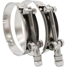 4" T-Bolt Hose O.D. Clamp - Working Range 3.81" - 4.13" for 4 inch Hose OD, Stainless Steel Bolt, Stainless Steel Band Floating Bridge and Nylon Insert Locknut (97mm - 105mm, 2 pack)