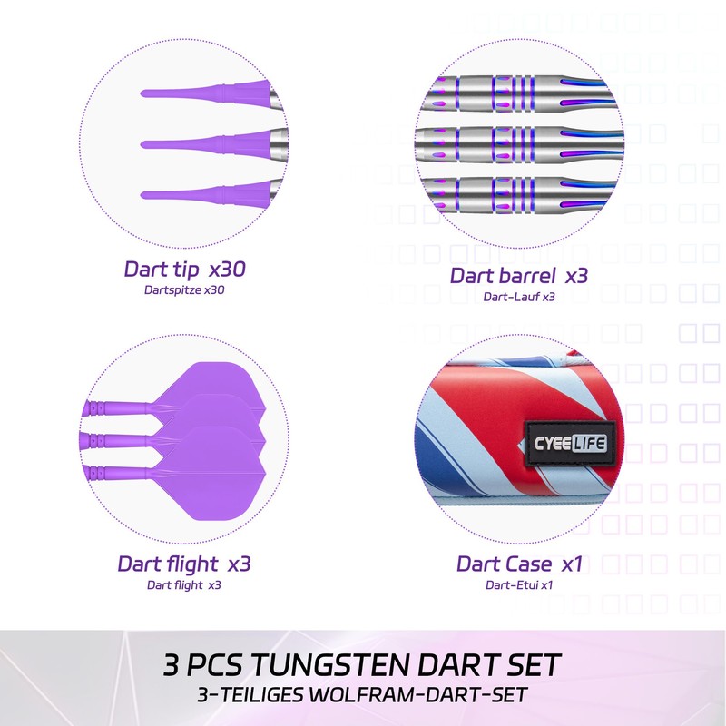 Cyeelife Tungsten Steel Darts Soft Darts-Purple