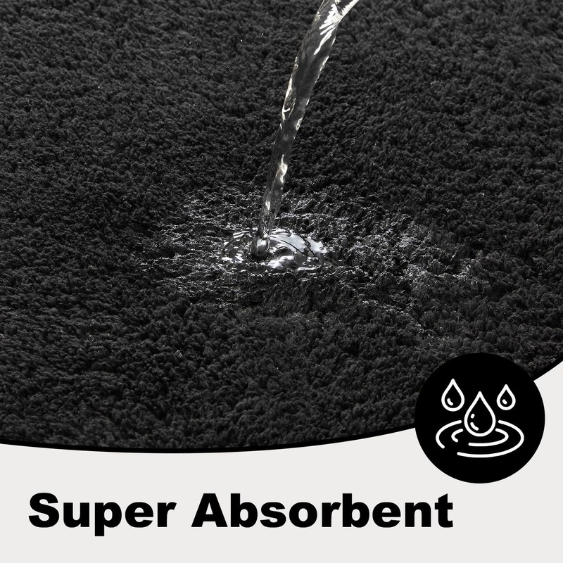 TYUU Black Bathroom Rug, Ultra Soft Bath Rugs Non Slip