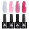 TOMICCA UV Nagellack Glitzer Rosa Set, 4 Farben Transparenter Rosa