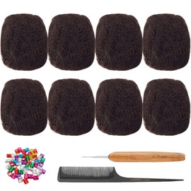 Afro Kinkys Bulk Human Hair for Dreadlock Extensions,Repair Locs, Twists and Braids, 8 Packs 240 Gram Each Package 100% Human Hair Afro Kinky Bulk Can be Dyed and Bleached (Dark Brown 4# 8inch)