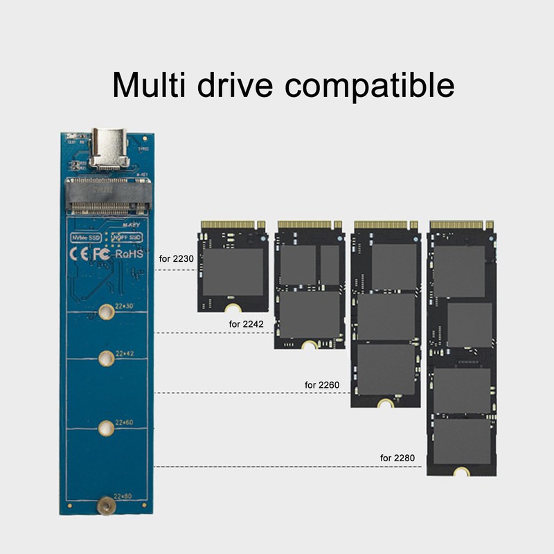M.2 NVME PCIE NGFF SATA SSD Enclosure USB3.1 Gen2 Type