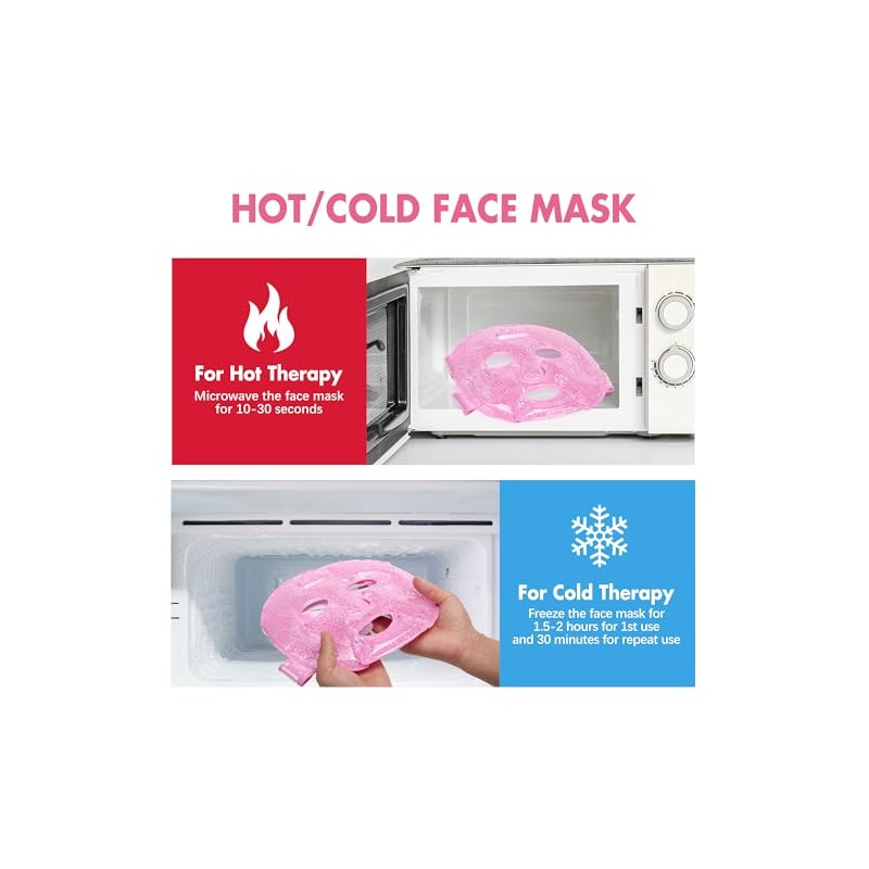Compresa de hielo para el rostro, mascarilla de hielo reutilizable,