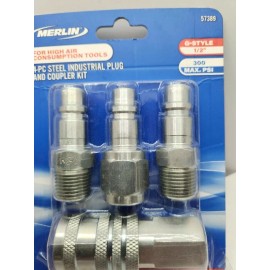 MERLIN Pneumatic Quik Coupler 1/2 in. Steel Industrial Quick Coupler Set, 4 Piece