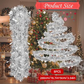 Aitsite Tinsel Christmas Tree, 8 Pieces Christmas Garland, Tinsel Garland, Christmas Outdoor Christmas Garland, Christmas Garlands Decorated with Stars, Christmas Decoration Garland, Christmas Tree