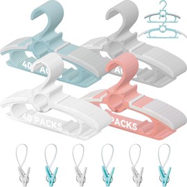 Baby Hangers for Nursery Closet,40 Pack Infant Hangers Extendable and Non-Slip for Newborn Toddler Kids Clothes,11"-14.6" Adjustable Children Coat Pant Hanger for Girl Boy Nursery Must (Multicolor)