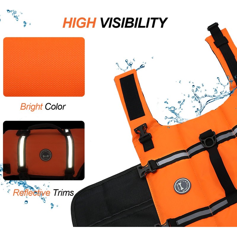 VIVAGLORY Ripstop Dog Life Jacket for Small Medium Large Dogs