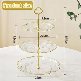 3-Tier Plastic Fruit Bowl with Metal Stand – Elegant Snack, Candy, and Dessert Tray for Dining Table, Living Room, Coffee Table, Parties & Weddings – Space-Saving Decorative Centerpiece