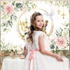 AIBIIN 7x5ft First Communion Backdrop Baptism Backdrop Decorations First Communion