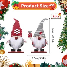 2 Pcs Gnome Christmas Decorations Ornaments, Wooden Nordic Gnome Christmas Decorations, Santa Claus Table Centerpiece for Home Holiday Xmas Party Table Decoration, Christmas Children Gift