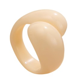 IS4U Vintage Polychromatic Resin Thick Acrylic Plastic Knuckle Ring - Simple Geometric Lovely Fashion Aesthetic Y2k Statement Jewelry for Women (White)