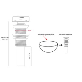 YCCUZA Bathroom Sink Drain Stopper Pop up Drain Without Overflow for Vessel Sink Lavatory Vanity,Vessel Sink Drain Assembly Brushed Nickel