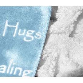 Compassion Blanket - Strength Courage Super Soft Warm Hugs, Get Well Gift Blanket Plush Healing Thoughts Positive Energy Love & Hope with Fluffy Comfort & Caring (50"x 65" Light Blue)