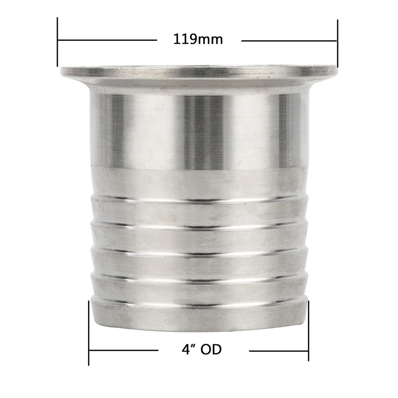 Pysrych 4" Tri Clamp to 4" Hose Barbed Adapter SUS304