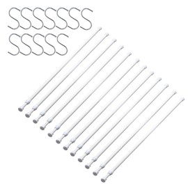 12 Pack Tension Rods for Windows 28 to 48 Inch Spring Tension Rod Adjustable Metal No Drill Curtain Rod for Windows, Shower, Door, Kitchen (White, 12 Pack)