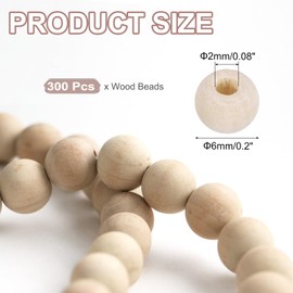 MECCANIXITY 200Pcs 6mm Wood Beads, Unfinished Wooden Natural Beads Round Wood Spacer Beads for Bracelets Hair Jewelry Making DIY Crafts Garland Macrame Home Decor