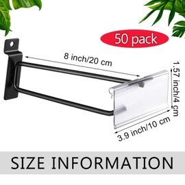 Oudain 8 Inch Slatwall Hooks with Label Holder Slot Board Accessories Slatwall Panel Display Black Metal Hangers for Garage Shop Retail Display(25 Pcs)