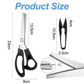 Elsrantor Fabric scissors, cutting scissors, fabric scissors, sharp, thread scissors, zigzag scissors, zigzag, cutter scissors, thread cutter with comfort handle for cutting clothing, sewing, crafts