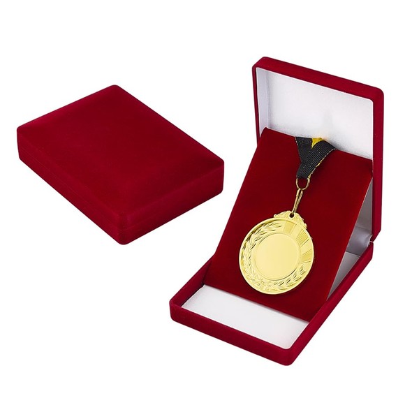 OLYCRAFT 2Pcs Single Medal Storage Boxes Dark Red Velvet Badge