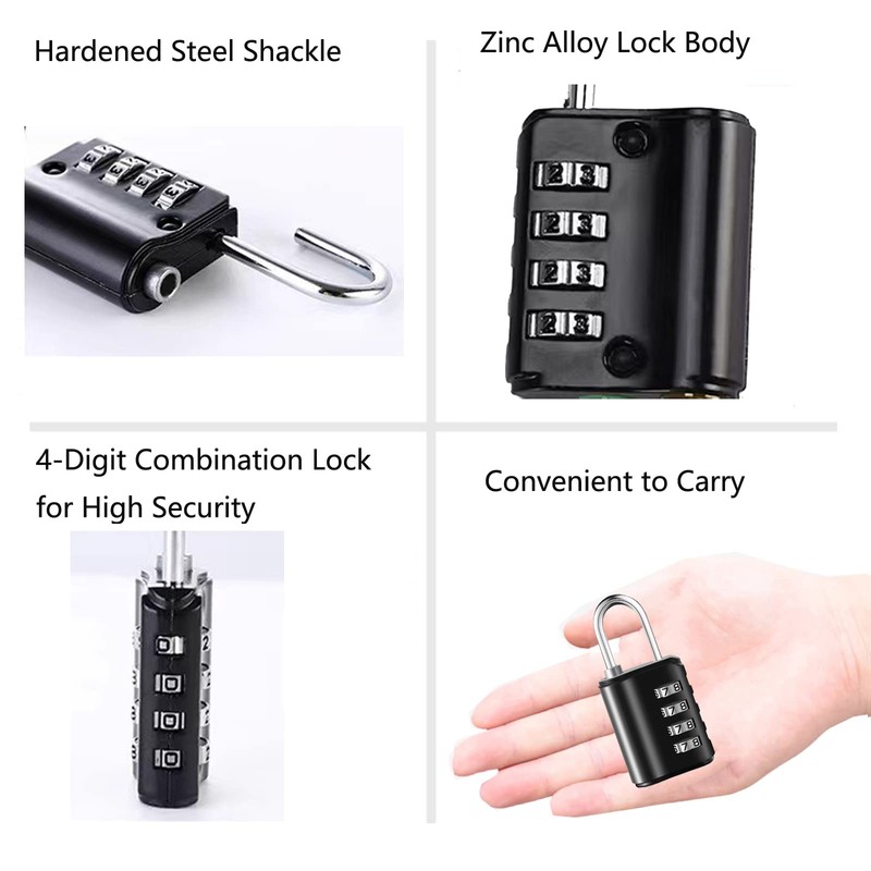 2 Pack Combination Padlock, 4 Digit Resettable Outdoor Waterproof Padlock
