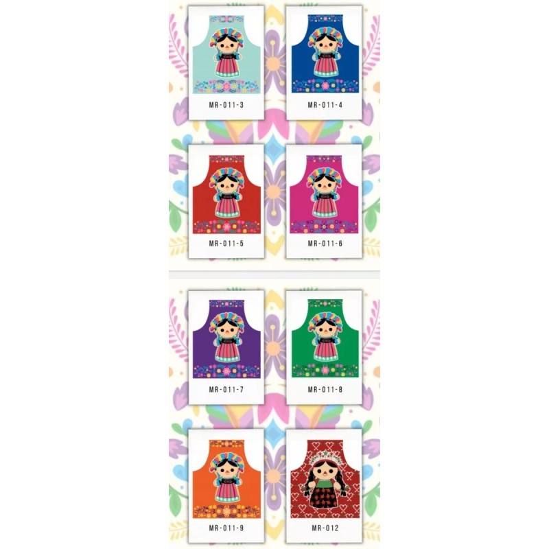 Texben 6 Mandiles Para Cocina Sublimados Muñeca Mexicana