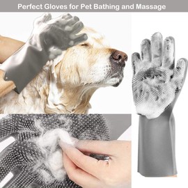 Pet Grooming Gloves for Bathing and Hair Removal, Dogs and Cats Bath Shampoo Brush , Soft and Durable Silicone Scrubber Glove for Pets Shower Like Horse, Dog and Cat