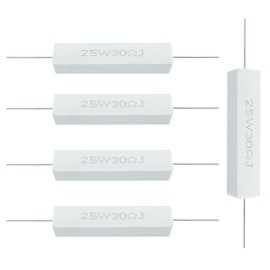 Seimneire 25w 30 Ohm Ceramic Cement Resistor, Wire Wound Power Resistor Assortment Used in Computer, TV Set, Apparatus (5 Pcs)