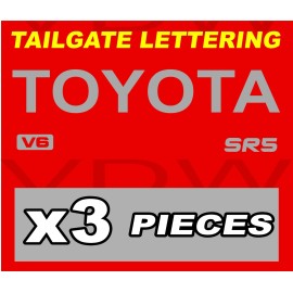 TOYOTA SILVER TOYOTA SR5 V6 DECAL TRUCK TAILGATE LETTERS 89-99 Tacoma pickup