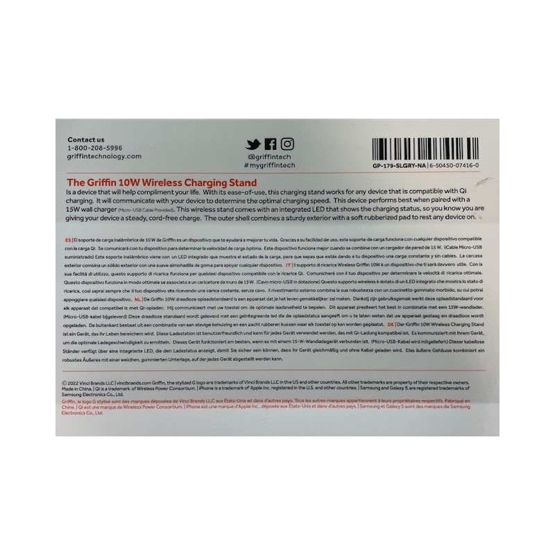 GRIFFIN 10W Wireless Charging Stand (TWO Pack) - Slate Gray