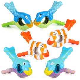 YONGQING Towel Clips, Pack of 6 Cartoon Fish Towel Clips for Beach Loungers, Plastic Beach Towel Clips, Clothes Pegs, Large for Laundry, Beach Towel, Bath Towel, Carpet
