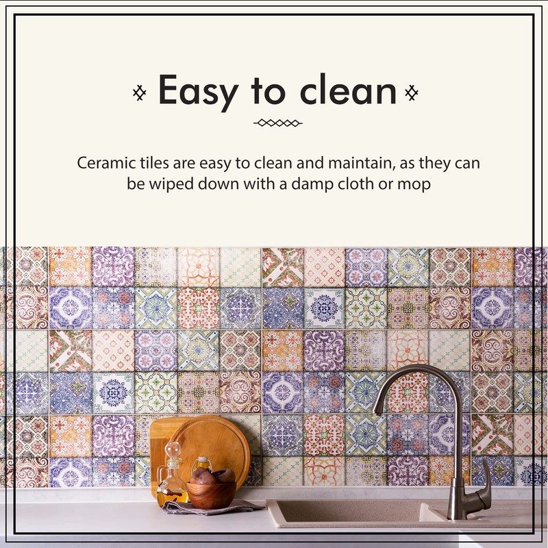 Casablanca Market MT039 Mediterranean Ceramic Asphahan Decorative Tile, Blue