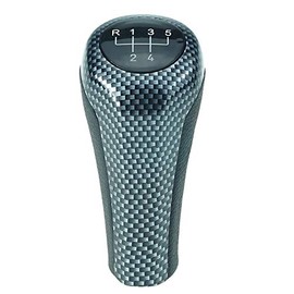 DoLED Leather Gear Knob Gear Stick in Black/Carbon Look with 5 Gears as Plug Play Replacement Part